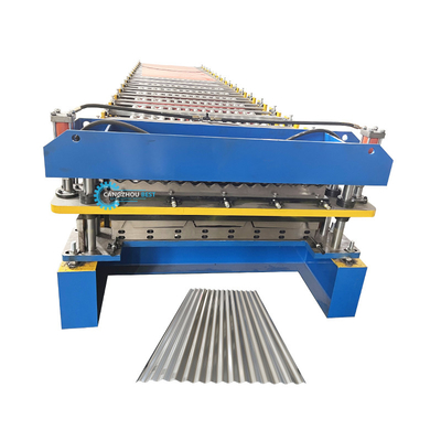 فولاد تایل دلتا کنترل PLC دو لایه رول شکل گیری ماشین برای 0.25-0.6mm ضخامت مواد