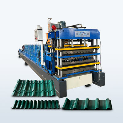 0.25-0.6mm ضخامت ماشین شکل گیری رول سه لایه 5.5Kw قدرت موتور اصلی