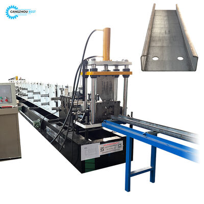 PLC کنترل تغییر خودکار اندازه 80-300mm C Purlin Roll Forming Machine